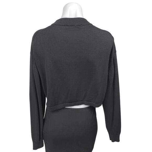 Zara Women's Black Knit Long Sleeve Mock Neck Cropped Sweatshirt Sweater Top L - Picture 2 of 4